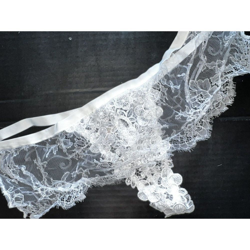 Victoria's Secret DESIGNER COLLECTION M SKIRTED THONG WHITE BRIDAL embellished